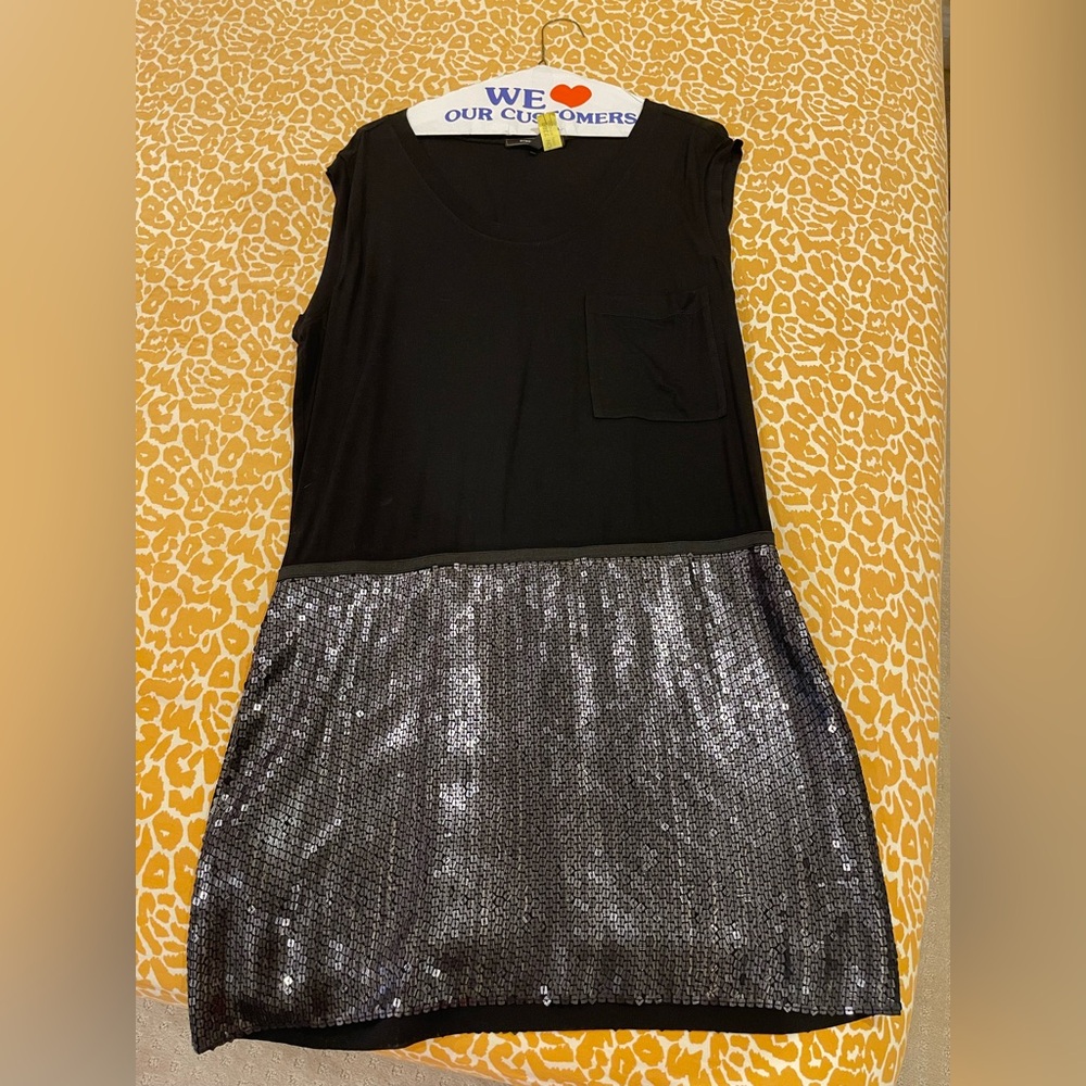 BCBG Black and Silver Sequin Dress